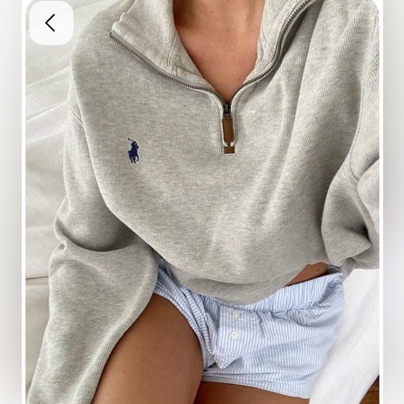 Polo Ralph Lauren Light Gray Quarter Zip Sweater 100% Cotton - Picture 9 of 9